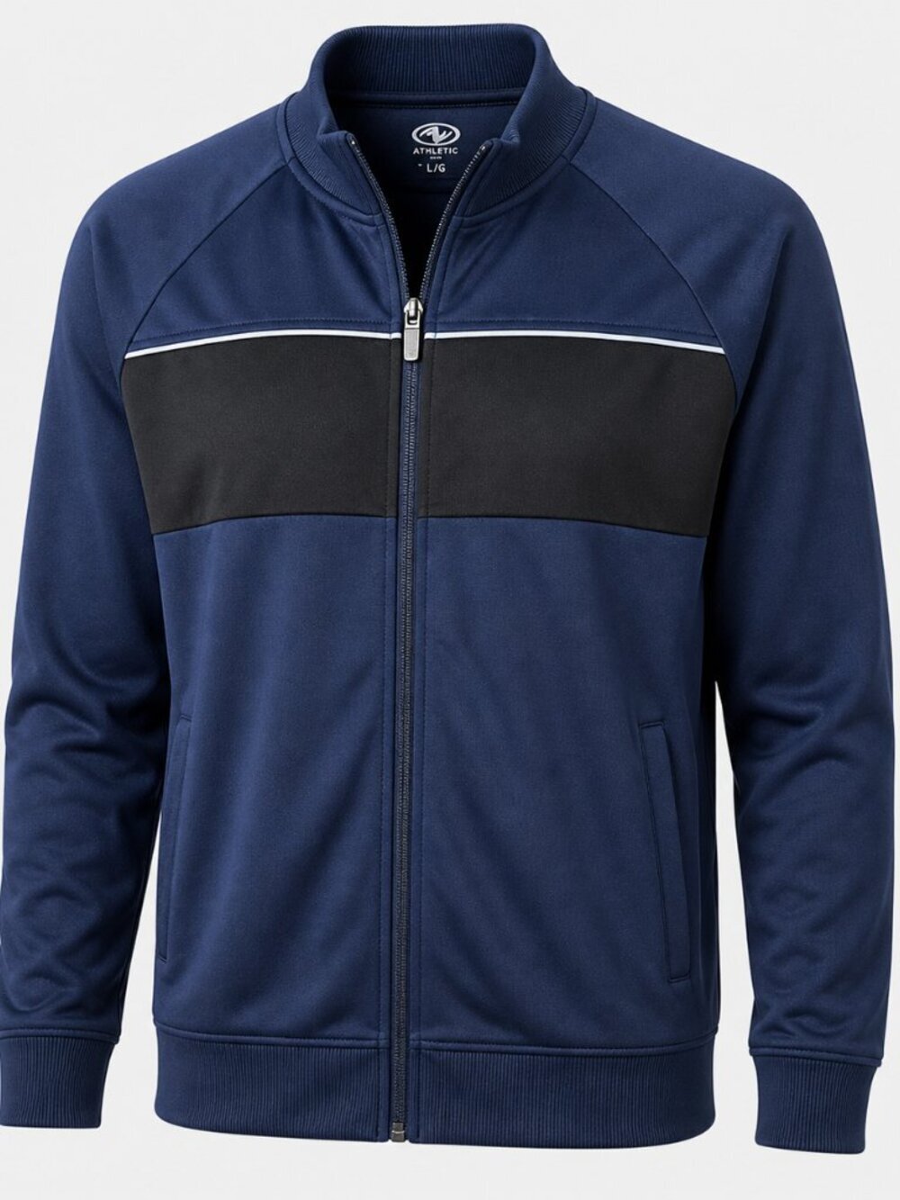 Athletic Works Blue Black Zip Up Jacket Men's XL Lightweight Athletic Track Jkt